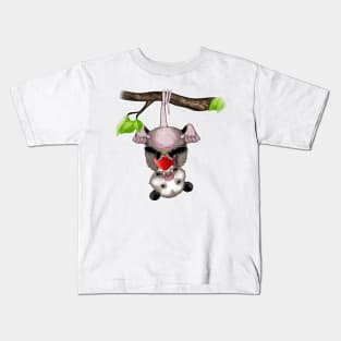 Cute possum eats strawberry Kids T-Shirt